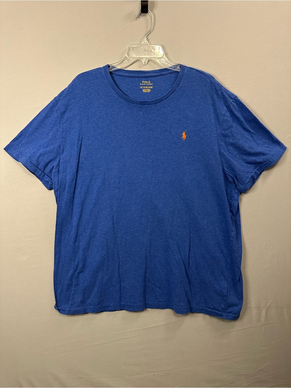 Polo by Ralph Lauren Men's XXL Blue Crewneck Tee with Orange Pony